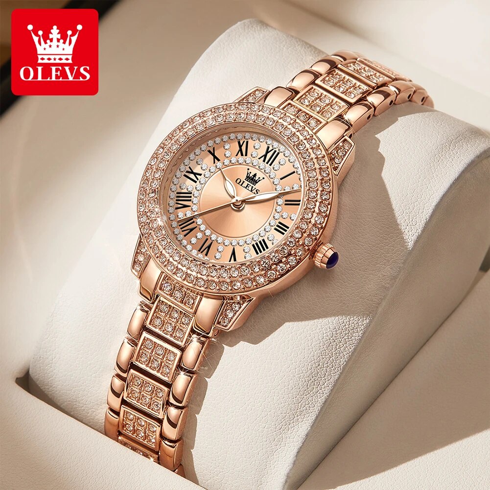 Luxury Watch Diamond - OLEVS jam tangan kuarsa wanita, jam