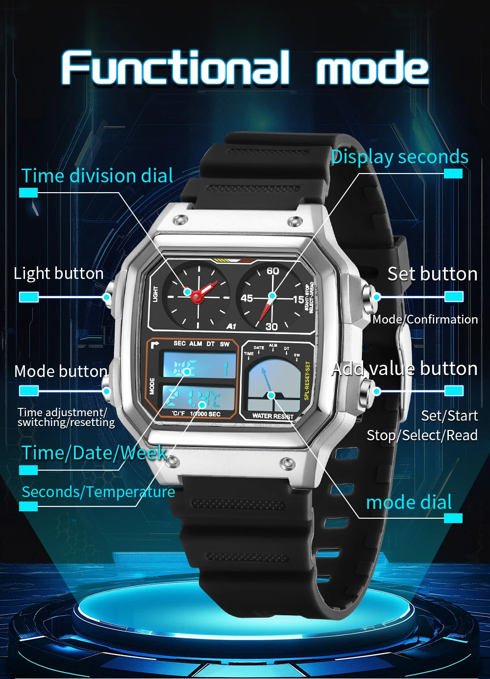 SANDA 6257 jam tangan elektron - Luxury Watch Shop ulasan dan harga