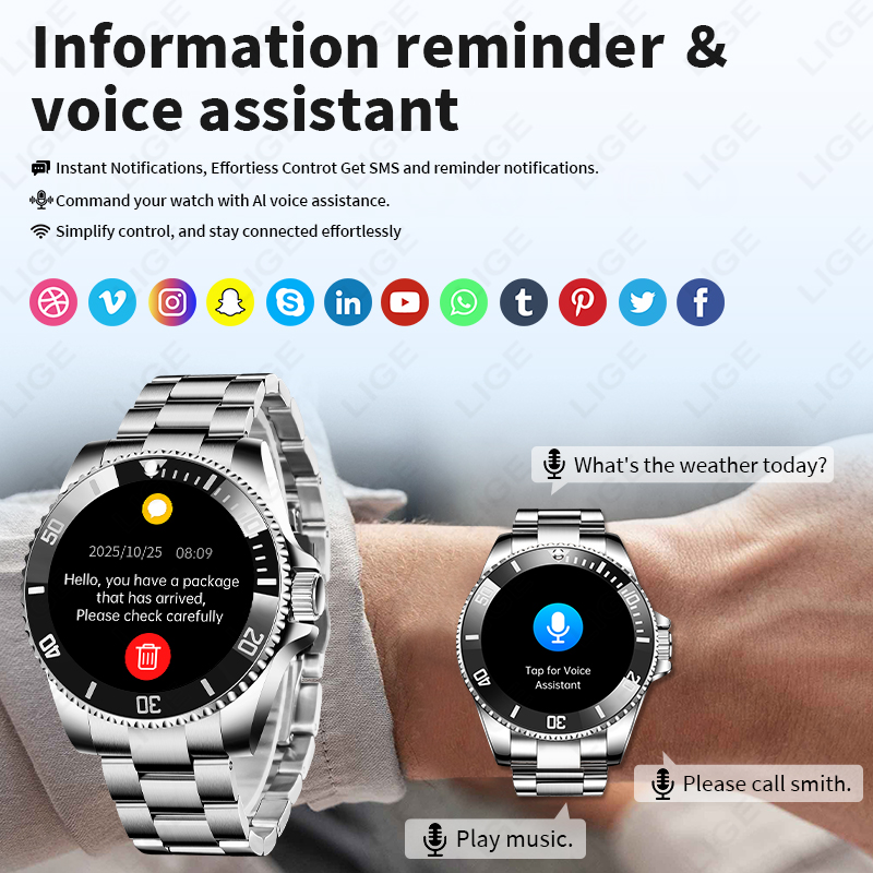LIGE Jam Tangan Pintar Bisnis  - Luxury Watch On Wrist ulasan dan harga