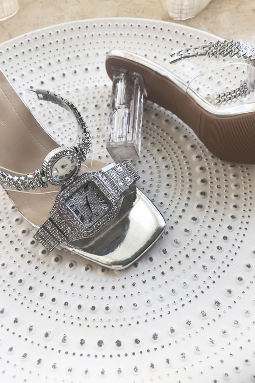 Sepatu hak tinggi kristal desa - Luxury Watch Diamond ulasan dan harga