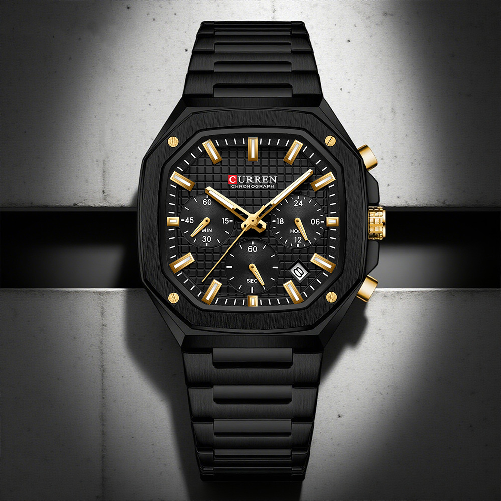 CURREN Jam Tangan Chrono Perse - Luxury Watch Gold ulasan dan harga