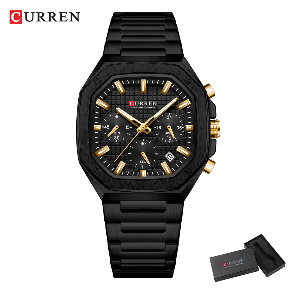 CURREN Jam Tangan Chrono Perse - Luxury Watch Gold ulasan dan harga