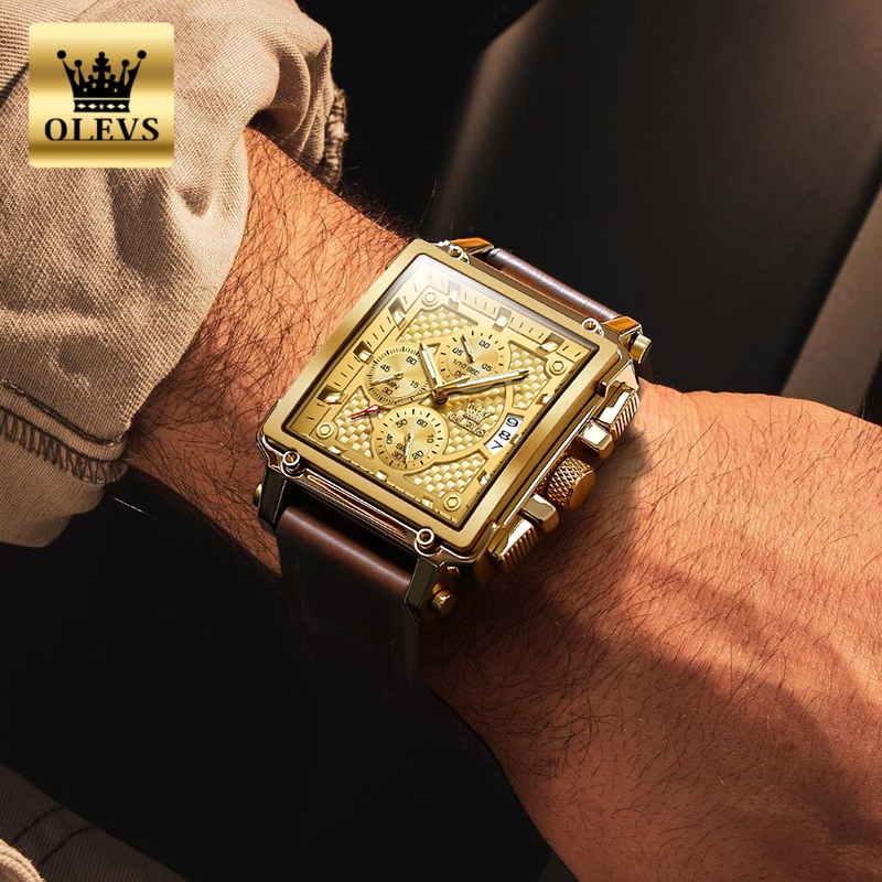 Jam Tangan Pria Merek OLEVS Ta - Luxury Watch Leather Strap ulasan dan harga