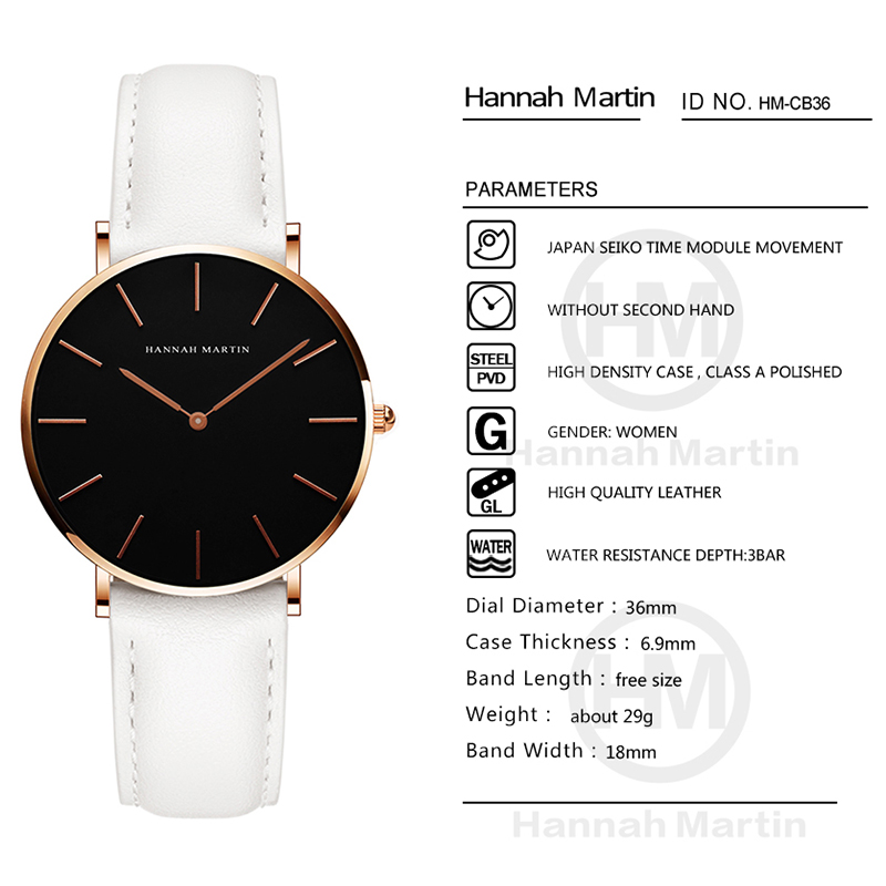 Hannah Martin jam tangan Ms fe - Luxury Watch Leather Strap ulasan dan harga