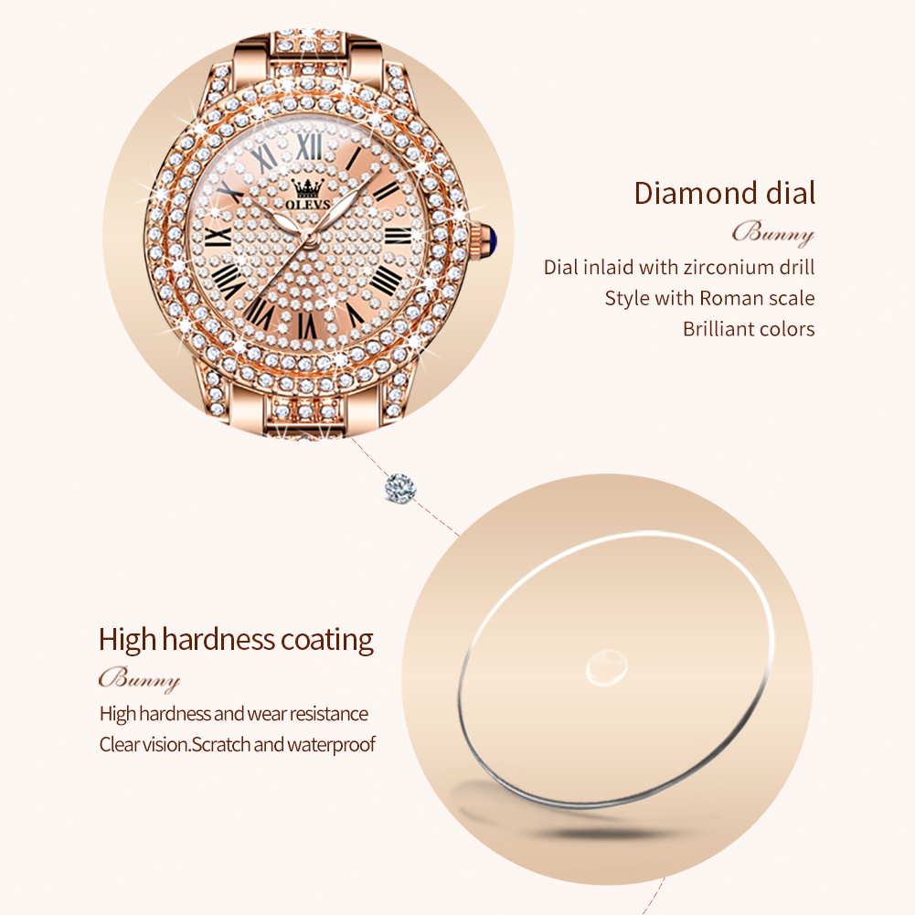 OLEVS jam tangan kuarsa wanita - Luxury Watch Diamond ulasan dan harga