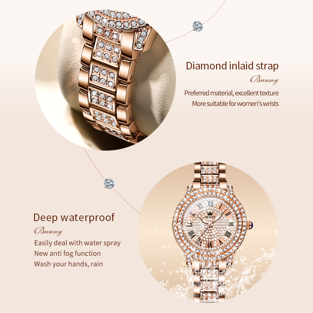OLEVS jam tangan kuarsa wanita - Luxury Watch Diamond ulasan dan harga